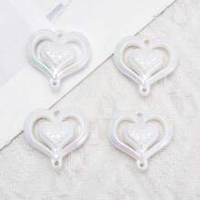 5pcs Acrylic Heart Shaped Double Hole Pendant, Colorful Creative Decorative Accessories For Home, Party, Wedding And More
