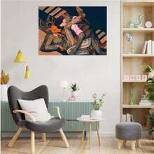 1pc Frameless Vintage Painting Anime Art Posters Decoration Game Room Bar Coffee Shop Bedroom Dormitory Wall Cartoon Modern Wall Arts Decoration Home Decoration Gifts ,Wall Art With Frame