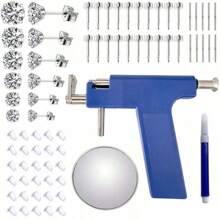 Kit per piercing professionale per orecchie, per uso in salone o domestico, con 20 pezzi di orecchini a perno in acciaio inossidabile, 12 pezzi di orecchini in zirconia, 10 pezzi di perni per orecchie in argento 925