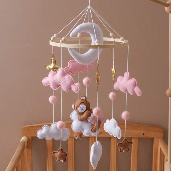 Handmade Baby Rattle Toy, Pacifier Hanging Bell For Crib, Pink Teddy Bear Shaped, Developmental Skill Training, Safe For Nursery Decor, Mixed Colors, Best Gift For Newborn, Parent-Child Interaction, Birthday Present