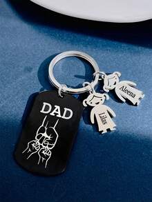 1pc Personalized Laser Engraved Stainless Steel Keychain With Dad Fist Design, Father's Day Memorial Gift, Metal Decoration, Backpack Accessory, Gift For Dad, Fashionable Accessory , Engraved, Stainless, Unisex, Casual, Custom, Personalized, Unique, Customized, Travel Accessories, Travel Accessories, School Supplies, For Teenagers, Junior High School Students, Middle School Students, High School Senior High School Students, College Students, University Students, Freshman, Sophomore, Underclassmen,Delicate Romance,For Office,For School,For Classroom,For Teacher Gifts,For University,For Colleague,For Dorm Rooms - Multicolor - View 16