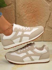 Zapatos planos casuales para mujer, zapatillas de deporte versátiles y transpirables para ocio y moda, con puntera redonda y suela baja, zapatos deportivos para señoras