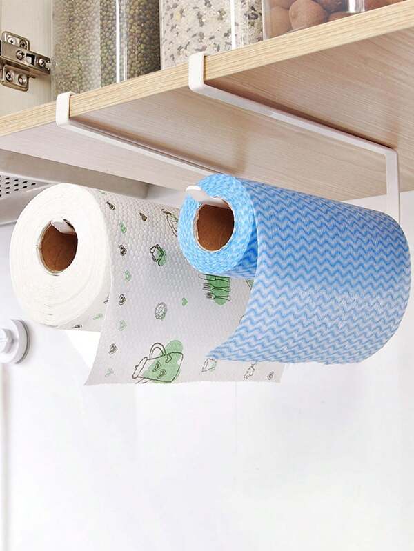 1pc Door Cabinet Hanging Tissue Rack Iron Storage Rack, Suitable For Other Places Such As Kitchen, Living Room, Bathroom, Etc