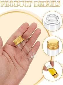 1/5/10/20pcs Mini Clear Bottles With Gold Aluminum Lids, Small Empty Jars (5/7/8/10/15/25ml), Leak-Proof Screw Cap, DIY Powder & Cream Sample Containers, For Storage, Crafting, Medication, Travel Accessories - Clear - View 3