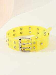 1pc Transparent Eye-Shaped Fashionable Women Belt Halloween Summer, School Fall, Autumn, Halloween - White - View 5