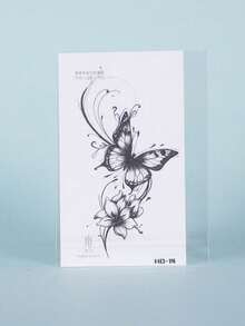 1Pc Butterfly Temporary Tattoos Waterproof Sweatproof Last For 1-2 Weeks Realistic Herbal Juice Anti-Friction Non-Reflective Faux Black Fake Tattoos For Woman And Men Tattoo Stickers For Arm, Chest, Leg, Abdomen, Waist Modernist Body Art - Black - View 6