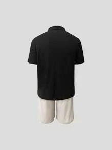 Men's 2025 Waffle Fabric Casual Business Vacation Polo Shirt And Shorts Set, Spring/Summer
