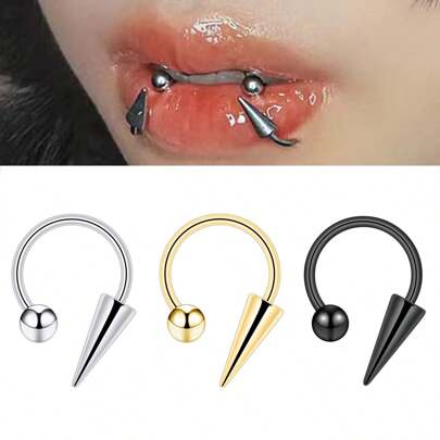 ADYJELY 1 pezzo Anello per il labbro a forma di U, 16G, in acciaio inossidabile ipoallergenico, anelli per il naso Monroe, piercing per cartilagine, daith, elice, trago, roccia, lobo, gioielli per orecchie, 8mm, 10mm, 12mm, gioielli per piercing sul corpo da donna e uomo