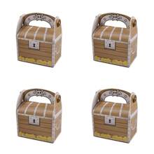 4/10/16PCS Piracka skrzynia skarbów, pudełko na upominki na imprezę, podręczne pudełko na skarby, pudełko do pakowania artykułów do pieczenia