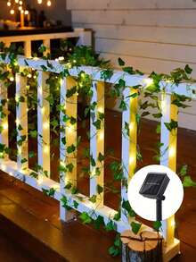 1pc 2M/6.56Ft, 5M/16.4Ft, 10M/32.8Ft Solar Power Green Leaves, Solar LED Artificial Ivy String Lights, Touch Control, Flashing Function, Solar Nickel Battery Powered, 400mAh Capacity, Detachable For Wedding Decor, Easy Installation, Suitable For Garden, Balcony, Fence, Tree, Wedding, Party, Restaurant Ambiance Decoration - Green - View 3