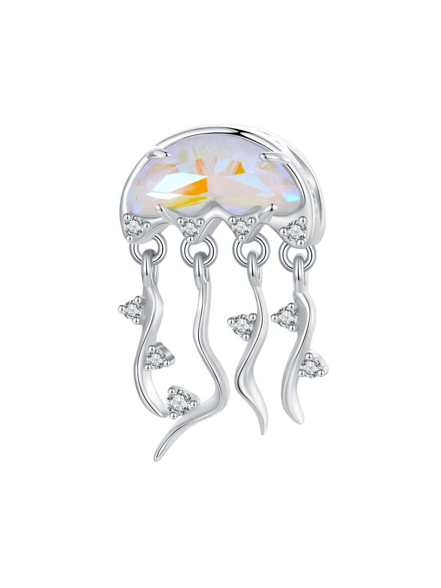 WOSTU 1pc 925 Sterling Silver Ocean Style Fantasy Jellyfish Bead Summer Marine Style Pendant Fit DIY Original Bracelets And Necklaces For Women Fine Jewelry Accessories - BSC915 - View 1