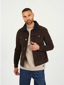 brave soul Corduroy Jacket With Borg Collar - 棕色 - 查看 3