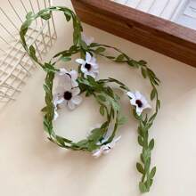 Grüner Blumendraht Stirnband mit Gänseblümchen Blumen Muster, Braut Haarschmuck aus synthetischen Fasern, Frühling/Sommer