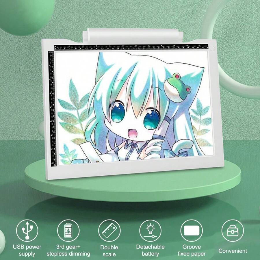 A4 LED Copy Board Light Tracing Box, Ultra-Thin Adjustable USB Power Artcraft LED Trace Light Pad For Tattoo Transferring, Drawing, Streaming, Sketching, Animation, Stenciling - White - View 1