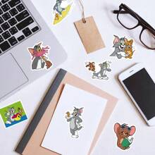 TOM AND JERRY. 50PCS Cartoon Cat And Mouse Stationery PVC Stickers For Phone Laptop Funny Graffiti Sticker Decal,School Supplies,Back To School