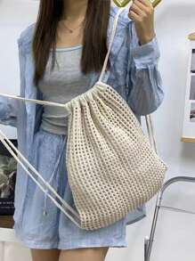 Yogodlns High Quality Casual Bag Hollow Out Woven Handmade Bucket Bag Women Handbag Large Capacity Tote Bag Lady Purse Shoulder Bag Fashion Women Hollow Woven Shoulder Bags Large Capacity Crochet Backpack Knitting Handbags Female Shopping Tote