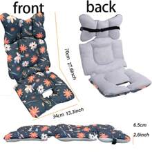 Seat Cushion Pad For Baby Stroller Soft Liner Cushion Breathable, Air Mesh Universal For Jogging Stroller Baby Car Seat Cushion Flowers Printing For Girl