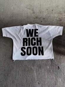We Are Rich In North Printing (220g Pure Cotton T-Shirt) Cotton T-Shirt - Soft, Breathable, 100% Pure Cotton Fabric - Comfortable And Energetic Summer Street Style Short Sleeved T-Shirt, Cool Design Retro Summer Men's Daily Wear T-Shirt