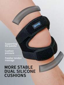 GOUNOD Adjustable Knee Strap 1pc Adjustable Patella Knee Support Strap With Stabilizes Knee Pad, Keep Joint Comfortable For Sports & Daily Use Knee Braces Patellar - Breathable Fabric, Washable - Gray/Pink/Black. Gym Accessories Knee Support Sports Knee Pads Gym Knee Pads