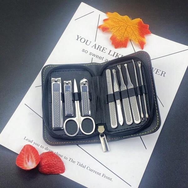 1 Set Stainless Steel Nail Clipper Set, Nail And Toenail Trimming Set, Portable Fashion Box, Travel Beauty Set