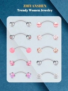 16g Eyebrow Rings Rook Earring Rook Piercing Jewelry Vertical Labret Lip Jewelry Pink Opal Stainless Steel Bridge Eyebrow Piercing Jewelry For Women Men Slivery Black Curved Barbell