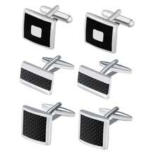 Xiacheng 1-12 Pairs Cufflinks For Men Classic Tone Cuff Links Silver Black Striped Disc Square Rectangle Cuff Links Shirt Suit Men's Cufflinks For Wedding Groom Business Back To School Casual Wedding Season Gift For Groom & Groomsmen - Multicolor - View 11