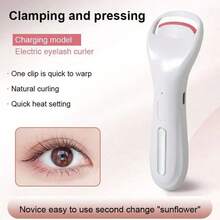 USB Rechargeable Heated Eyelash Curler With Silicone Pad, Fast And Portable - White - View 1