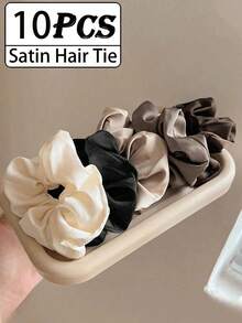 10pcs Set Retro Satin-Like Scrunchies, Soft Fabric, Elegant Simple Design, No Hair Damage, Suitable For Daily Use, Sports, Travel And Hairstyling (Option: 1/3/5/10PCS)Bathroom Decor Fall Decor Back To School Hair Accessories