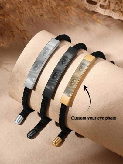 Custom Human Eye Bracelet, Personalized Engraved Eyes Photo Bracelet, Stainless Steel Woven Bracelet,I See You Bracelet, Long-Distance Relationships Gifts, Eye Jewelry Gift,Couple Jewelry, Unique Father's Day, Mother's Day Gifts, Family Gifts