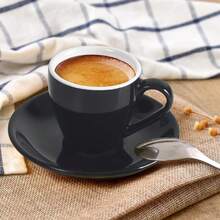 2 件套陶瓷意式浓缩咖啡杯，带碟子和不锈钢迷你勺，意式浓缩咖啡杯，80 毫升/2.7 盎司 返校季 - 彩色 - 查看 4