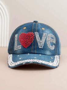 1 Stück Damen Mode Baseball Kappe mit Schmetterling Strass, vielseitig einsetzbarer Outdoor Lässig Sonnenhut mit farbigen Strass-Akzenten