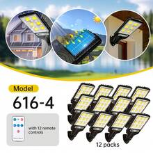 太阳能路灯，商业停车场灯，黄昏到黎明，防水太阳能安全泛光灯，带运动传感器和遥控器，适用于庭院、车库、车道太阳能路灯 15000LM 10000mAh LED 太阳能运动传感器灯，户外 3 种模式防水太阳能壁灯，花园车库安全照明，带黄昏到黎明照明，小型