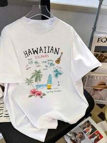 Blusas de verano para mujeres, camisetas para todo tipo de ocasiones, con patrones lindos, ideales para vacaciones, con diseños adorables para el verano - Blanco - Ver 1