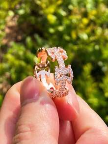 DUBSS 1 Piece Iced Out Ring For Men Prong Setting Real Copper Hip Hop Jewelry - Ring - View 5