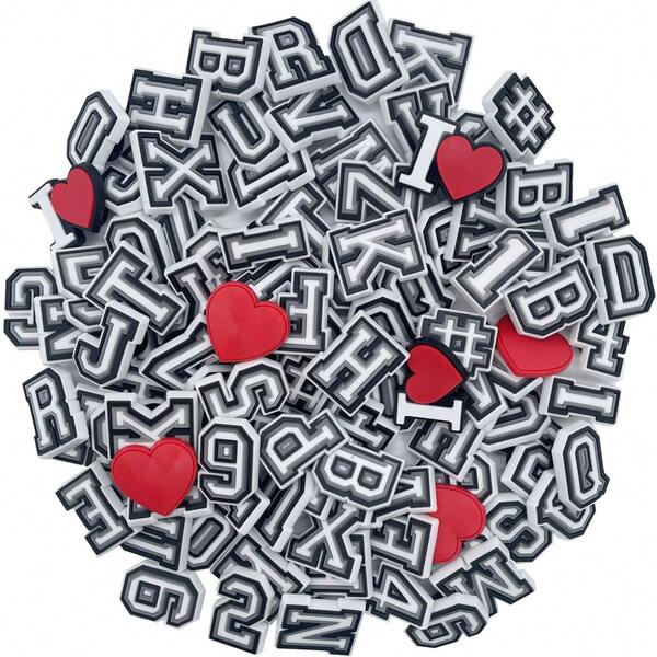 Juego de 26/28/40/54/80 piezas de letras del alfabeto, números y corazones para decorar sandalias, adornos de PVC para zapatos, accesorios para Navidad, cumpleaños, fiestas y regalos, pasadores para zapatos para adolescentes, hombres, mujeres y adultos en verano y para la escuela