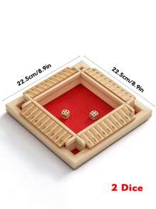 Juego de Cierra la Caja de madera (2-4 jugadores) - Tablero grande de 4 lados, 8 dados, reglas - Juego de suma divertido para todas las edades