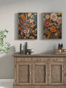 2 Pieces Maillard Canvas Art Painting Pink Flowers Art Posters Botanical Hanging Picture Wall Prints Aesthetics Wall Arts Vintage Wall Artwork Living Room Wall Decor No Frame