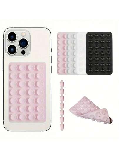 1PC Silicone Suction Cup Phone Holder, 28 Independent Suction Cups Reusable Double-Sided Stand, Suitable For Makeup, Fitness, Shower, Car And Kitchen Use