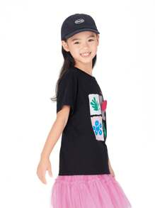 Annil Ropa para niñas - Camiseta de cuello redondo de manga corta de verano para niños