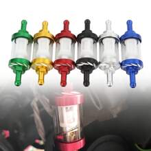 PowerMotor Accesorios de motocicleta de gasolina: Filtro de combustible de vidrio para pitbike minimoto de 125cc, 140cc, 150cc, 160cc, filtro de aceite de aleación de aluminio CNC de 8 mm para scooter, cafe racer, piezas de carreras Gy6