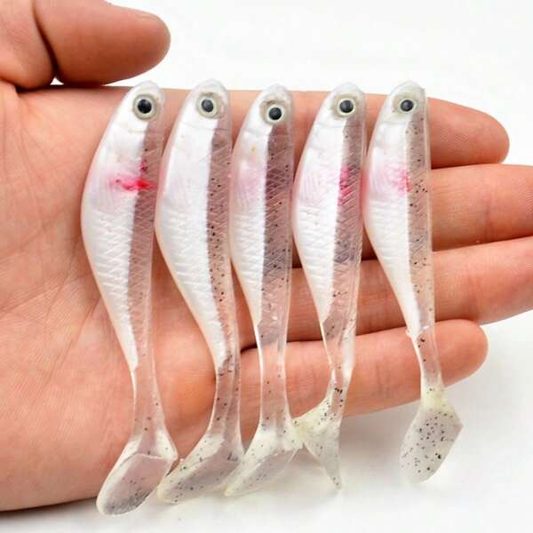 Ensemble de 5 pièces d'appâts souples en forme de poissons avec queue en T. Accessoires de pêche, fournitures de pêche
