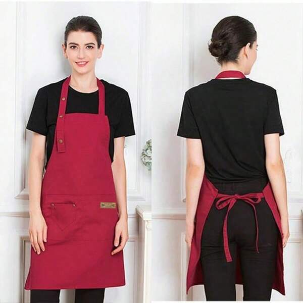 1pc Kitchen Unisex Waiter Cooking Restaurant Pocket Adjustable Hanging Neck Men Nail Shop Beauty Salon Apron For Woman