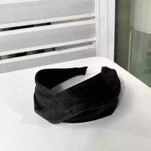 复古香港风格女士发带，2024 新款皮革十字架厚顶结头带，发髻夹，发带，发箍头带，头饰