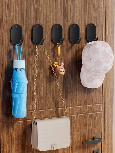 5pcs Hooks, No Drilling Required, Suitable For Bathrooms, Toilets, Kitchens, Bedrooms, No-Drill Wall Hooks, Multi-Functional Hooks, Can Hang Clothes, Towels, Bathrobes, Bathroom Supplies