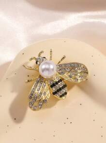 1 pieza Broche elegante de abeja para mujer, clip de chal con rhinestones de moda