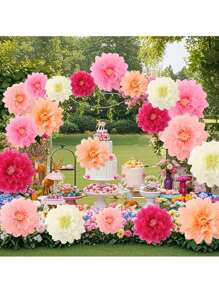 5 pièces/Set Kit de décoration de fleurs en papier colorées de carnaval, fleurs en papier multicolores pour créations géantes en papier. Convient pour mariage, anniversaire, baby shower, fête, Nouvel An, décoration de fenêtre, toile de fond intérieure/extérieure, décoration murale de photomaton, centres de table de mariage