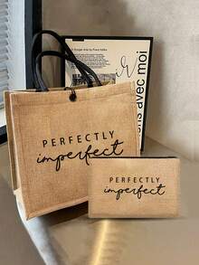 黄色亚麻两件套组合手提包带纽扣厚亚麻包，便携式化妆包，储物包，方形包，适合婚礼、生日、海滩、度假、节日，是送给女性、母亲、教师、朋友、学生、返校和老师的绝佳礼物，便携式休闲收纳手提包，设计新颖，容量大，购物的理想选择