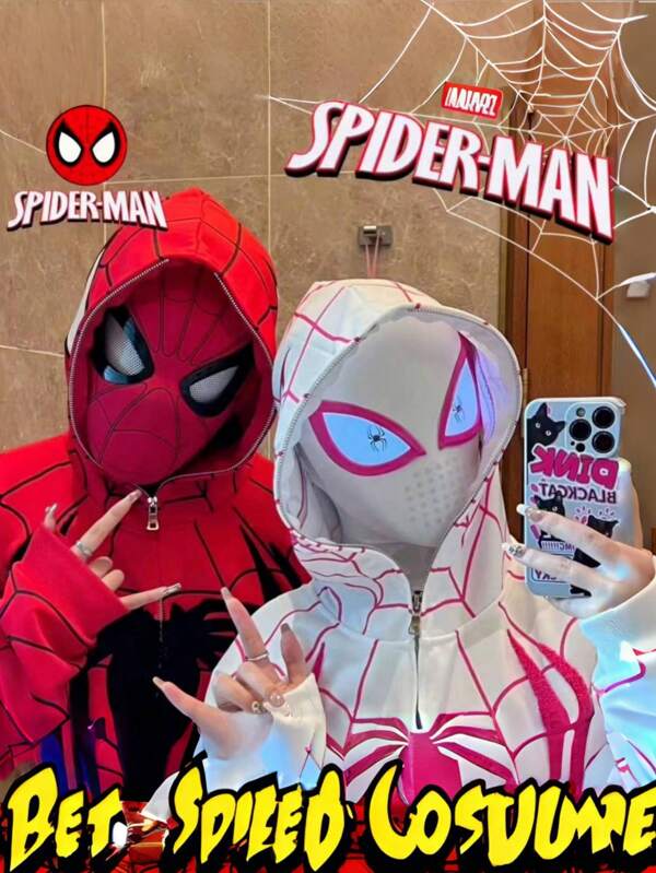 Disney 1pc Disney Spider-Man Mask With Blinking Eyes, Miles Morales Cosplay Party Mask, Headpiece Toy