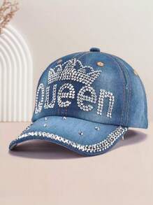 1 Stück Damen Mode Baseball Kappe mit Schmetterling Strass, vielseitig einsetzbarer Outdoor Lässig Sonnenhut mit farbigen Strass-Akzenten