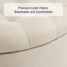 18.7inch Storage Round Ottoman, Footstools With Hidden Storage With Removable Lid, Stylish Button Tufted Design Ottoman Foot Stools For Living Room, Bedroom - Beige - View 6